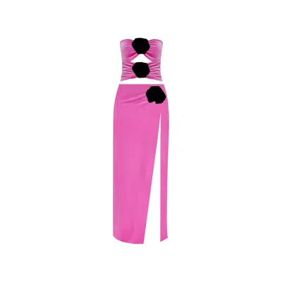 Nur Karaata Pink / Purple Gritti Top & Skirt Set In Pink/purple