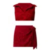 Nur Karaata Red Miranda Top Skirt Set In Red