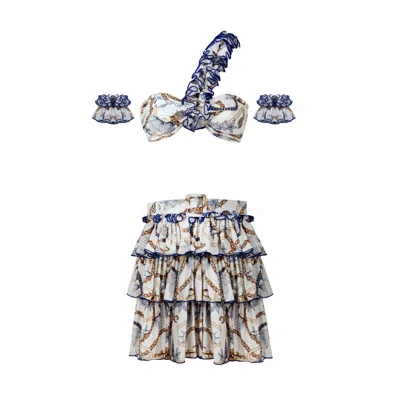 Nur Karaata White Lilou Top & Helianthus Tropezienne Skirt Set