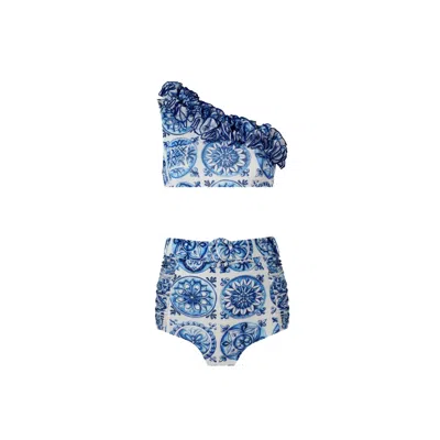 Nur Karaata Women's Blue Alexis Bleu Blanc Bikini Set