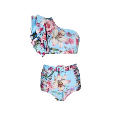 Nur Karaata Women's Blue Begonia Blu Bikini Set