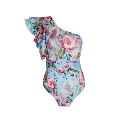 Nur Karaata Women's Blue Begonia Blu Swimsuit