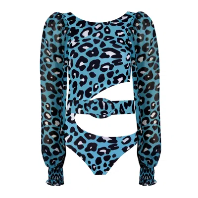 Nur Karaata Women's Blue / Black Ella Blue Leo Swimsuit In Blue/black