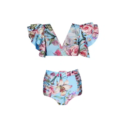 Nur Karaata Women's Blue Cosmos Blu Bikini Set