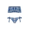 Nur Karaata Women's Blue Helianthus Bleu Blanc Low Waist Bikini Set In Blue