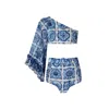 Nur Karaata Women's Blue Kelly Bleu Blanc Bikini Set In Blue