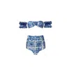 Nur Karaata Women's Blue Marigold Bleu Blanc Bikini Set In Blue