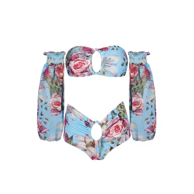 Nur Karaata Women's Blue Marigold Blu Bikini Set