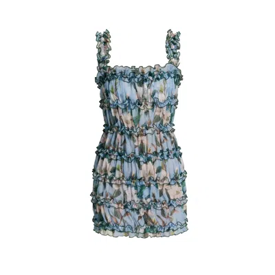 Nur Karaata Women's Blue Palm Pop Beachdress In Multi