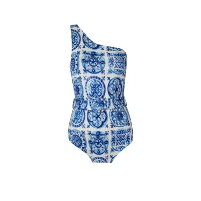 Nur Karaata Women's Blue Soleil Bleu Blanc Swimsuit