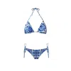 Nur Karaata Women's Blue Triangle Bleu Blanc Bikini Set In Blue