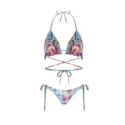 Nur Karaata Women's Blue Triangle Blu Bikini Set