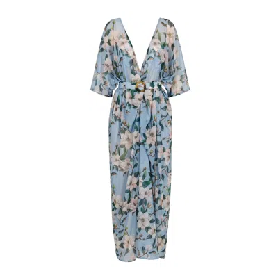 Nur Karaata Women's Blue Tropic Twist Beachdress In Multi