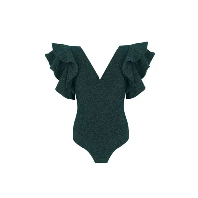 Nur Karaata Women's Cosmos Sparkle Green Swimsuit