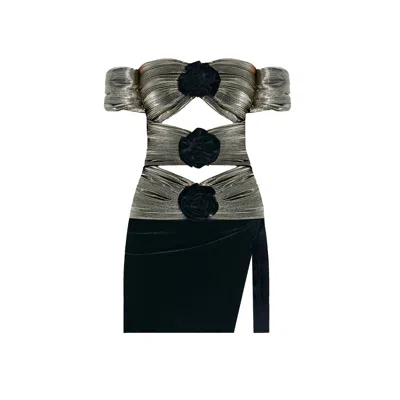 Nur Karaata Women's Gold Corte Dei Papi Cut-out Mini Dress