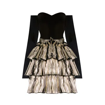 Nur Karaata Women's Gold Versailles Mini Dress