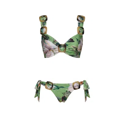 Nur Karaata Women's Green Côte D Azur Bikini In Multi