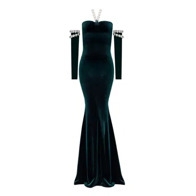 Nur Karaata Women's Green Dynasty Necklace Gown