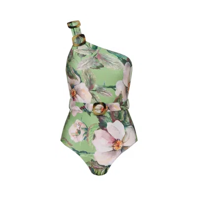 Nur Karaata Women's Green Luminous Fleur Swimsuit