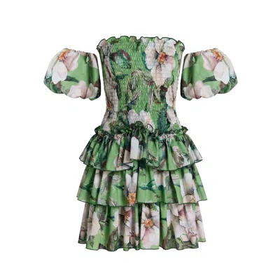 Nur Karaata Women's Green Riviera Ruffle Dress In Multi