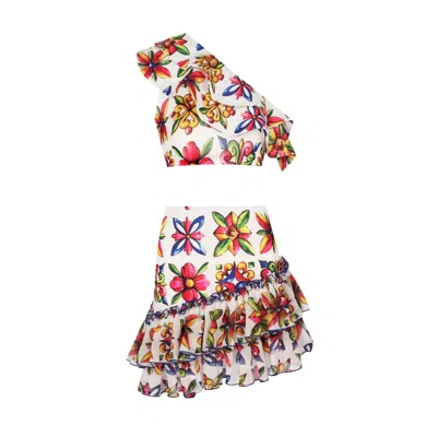 Nur Karaata Yellow / Orange / White Lia Lia Set In Multi