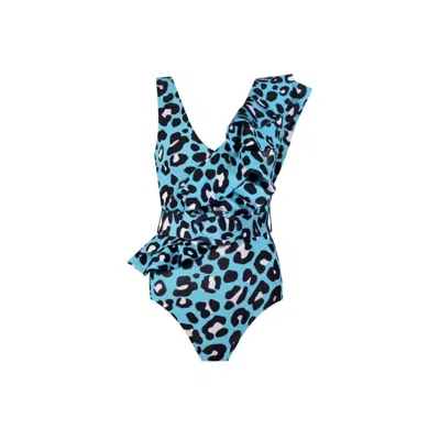 Nur Karaata Women's Lilac Blue Leo Swimsuit