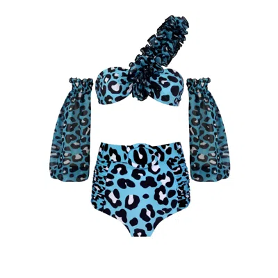 Nur Karaata Women's Lilou Blue Leo Bikini Set