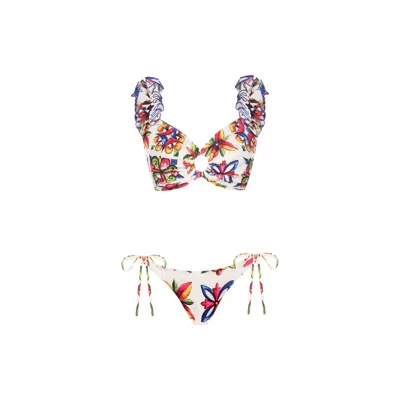 Nur Karaata Women's Lily Sicilia Short Waist Bikini Set In Animal Print