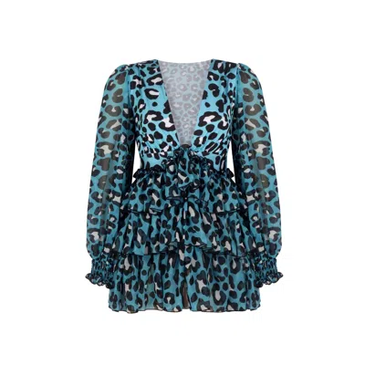Nur Karaata Women's Margarita Blue Leo Dress