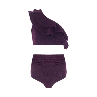 Nur Karaata Women's Pink / Purple Cliantha Sparkle Purple Bikini In Pink/purple