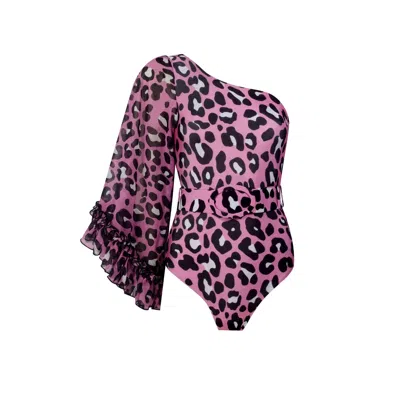 Nur Karaata Women's Pink / Purple Kelly Pink Leo Swimsuit In Pink/purple