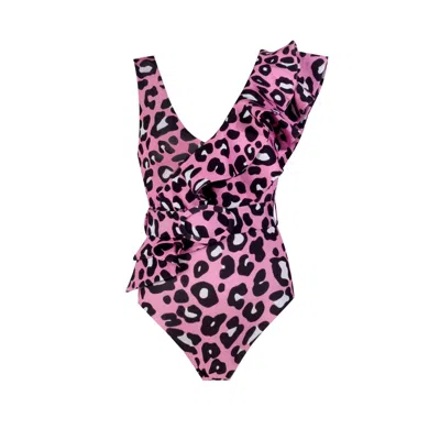 Nur Karaata Women's Pink / Purple Lilac Pink Leo Swimsuit In Pink/purple