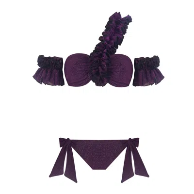 Nur Karaata Women's Pink / Purple Lilou Sparkle Purple Bikini Set In Multi