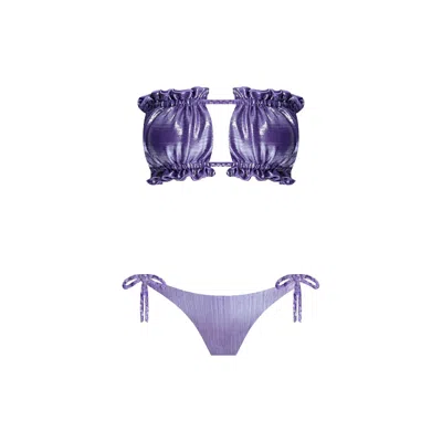 Nur Karaata Women's Pink / Purple Shinny Purple Sun Bikini Set In Pink/purple
