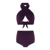 Nur Karaata Women's Pink / Purple Sparkle Purple Bikini Set
