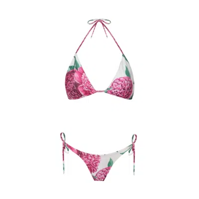 Nur Karaata Women's Pink / Purple Triangle Bikini Set In Pink/purple