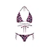Nur Karaata Women's Pink / Purple Triangle Pink Leo Bikini Set In Pink/purple