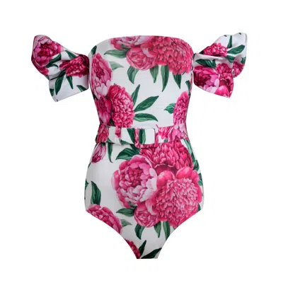 Nur Karaata Women's Pink / Purple / White Poppy Swimsuit In Pink/purple/white