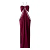 Nur Karaata Women's Red Alice Pearl Burgundy Dress