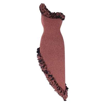 Nur Karaata Women's Rose Gold Florentina Long Sparkle Rose Dress