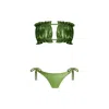 Nur Karaata Women's Shinny Green Sun Bikini Set In Green