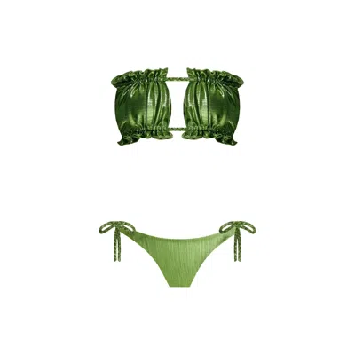 Nur Karaata Women's Shinny Green Sun Bikini Set