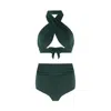 Nur Karaata Women's Sparkle Green Bikini Set In Green