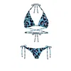 Nur Karaata Women's Triangle Blue Leo Bikini Set