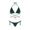 Nur Karaata Women's Triangle Sparkle Green Bikini Set In Green