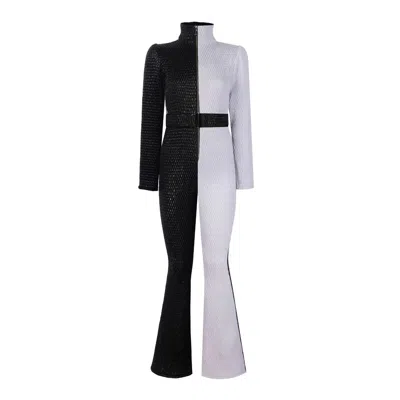 Nur Karaata Women's White / Black Le Chalet Skisuit In White/black