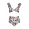 Nur Karaata Women's White Calla Lily Rose Bikini Set In White