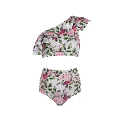 Nur Karaata Women's White Cliantha Rose Bikini In Multi