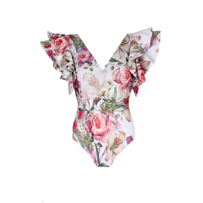 Nur Karaata Women's White Cosmos Bianca Swimsuit
