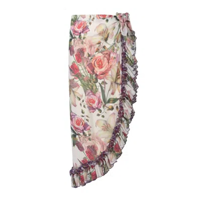 Nur Karaata Women's White Lily Bianca Long Pareo